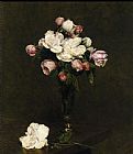 Henri Fantin-Latour White Roses and Roses in a Footed Glass painting